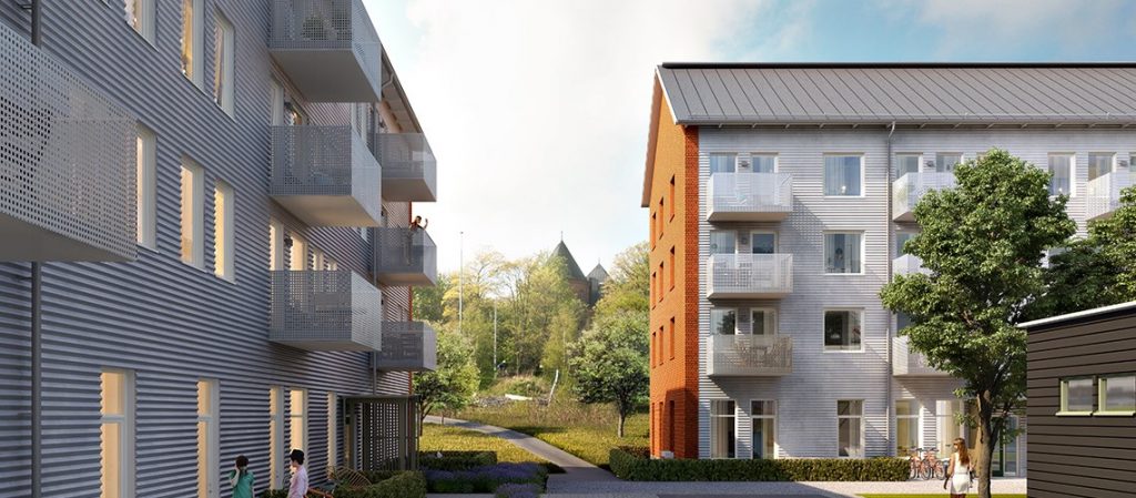 Bostadsgård och byggnader i BRF Kvibergs Äng